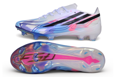 Adidas F50 Elite FG Firm Ground Soccer Cleats - White/Sky Blue/Electric Pink