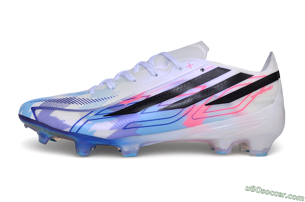 Adidas F50 Elite FG Firm Ground Soccer Cleats - White/Sky Blue/Electric Pink 2