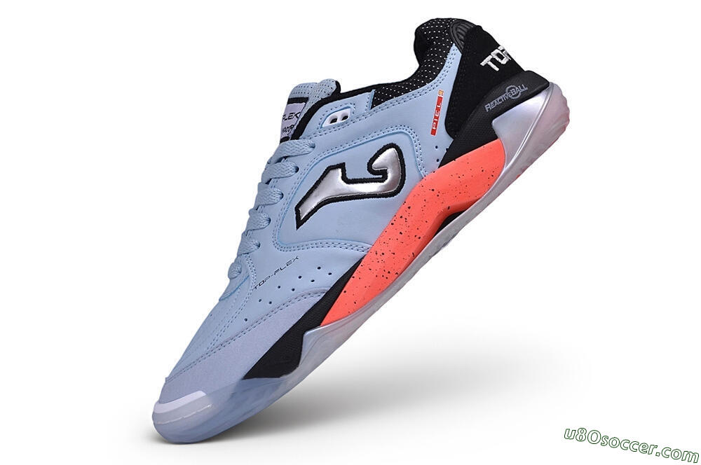 Joma Top Flex IC Indoor & Futsal Soccer Shoes - Blue/Sky Blue/Neon Coral 5