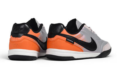 Nike Tiempo Streetgato Prm IC Indoor & Futsal Soccer Shoes - Silver/Iridescent Silver/Bright Mango