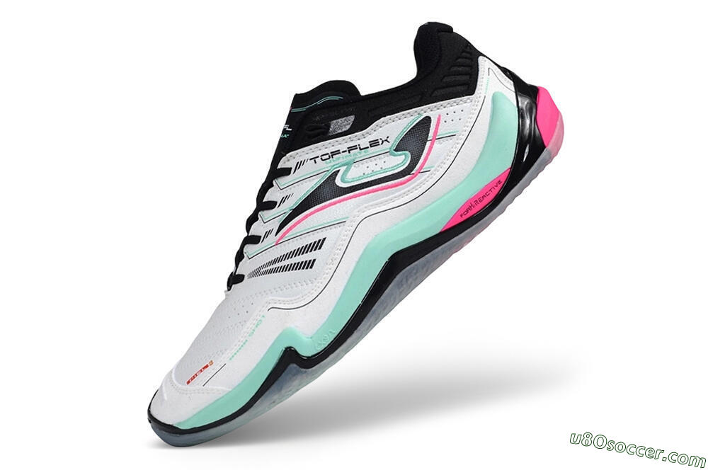 Joma Top Flex IC Indoor & Futsal Soccer Shoes - White/Mint Green/Electric Pink 5