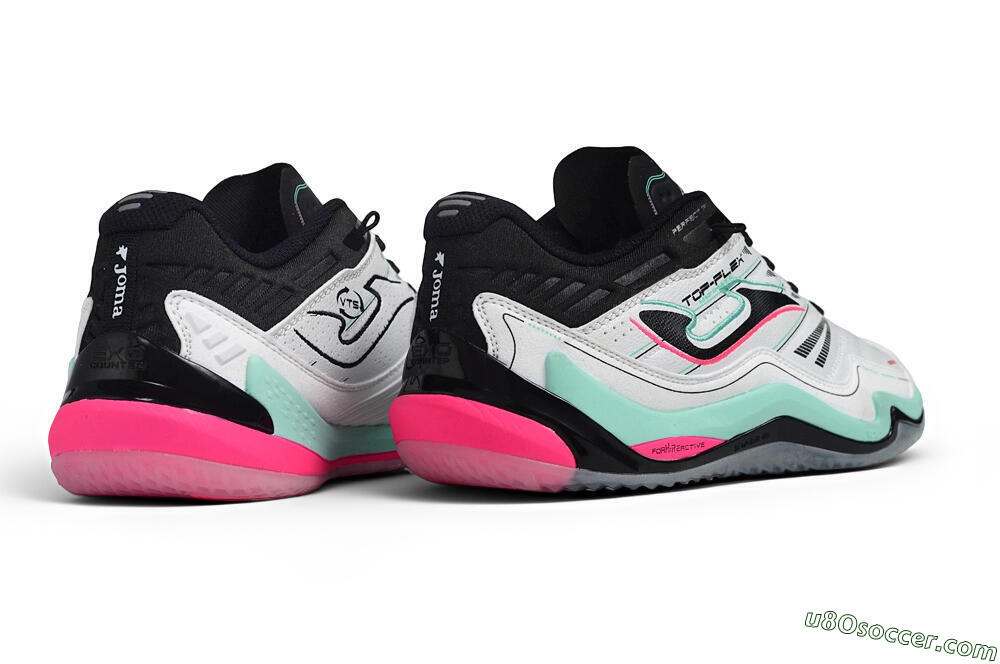 Joma Top Flex IC Indoor & Futsal Soccer Shoes - White/Mint Green/Electric Pink 6