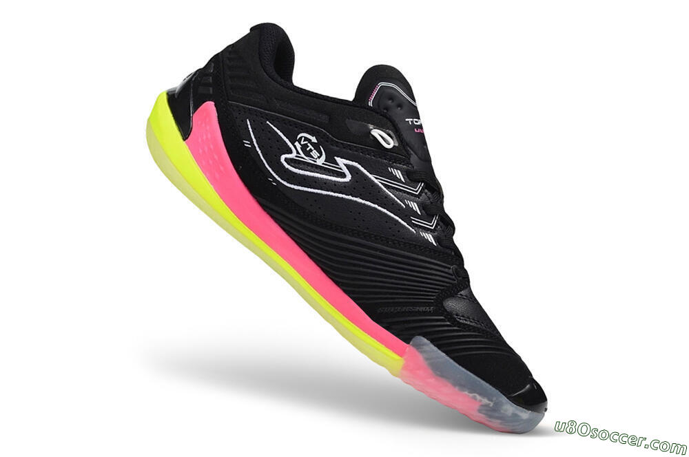 Joma Top Flex IC Indoor & Futsal Soccer Shoes - Black/Neon Pink/Volt Yellow 4