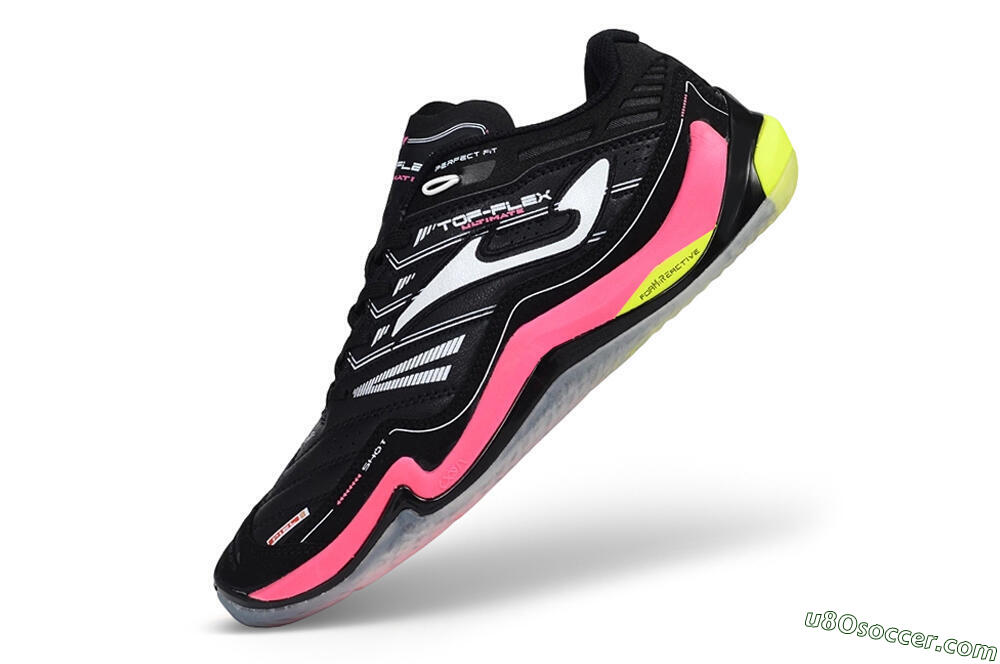 Joma Top Flex IC Indoor & Futsal Soccer Shoes - Black/Neon Pink/Volt Yellow 5