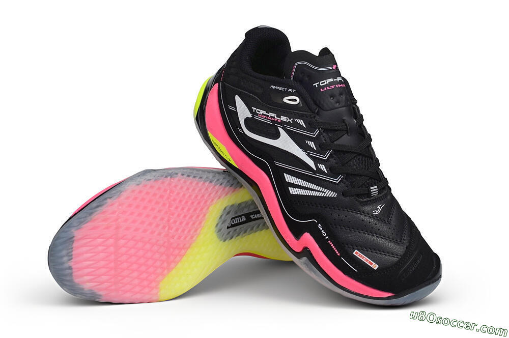 Joma Top Flex IC Indoor & Futsal Soccer Shoes - Black/Neon Pink/Volt Yellow 3