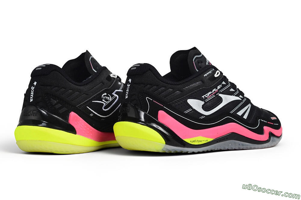 Joma Top Flex IC Indoor & Futsal Soccer Shoes - Black/Neon Pink/Volt Yellow 6