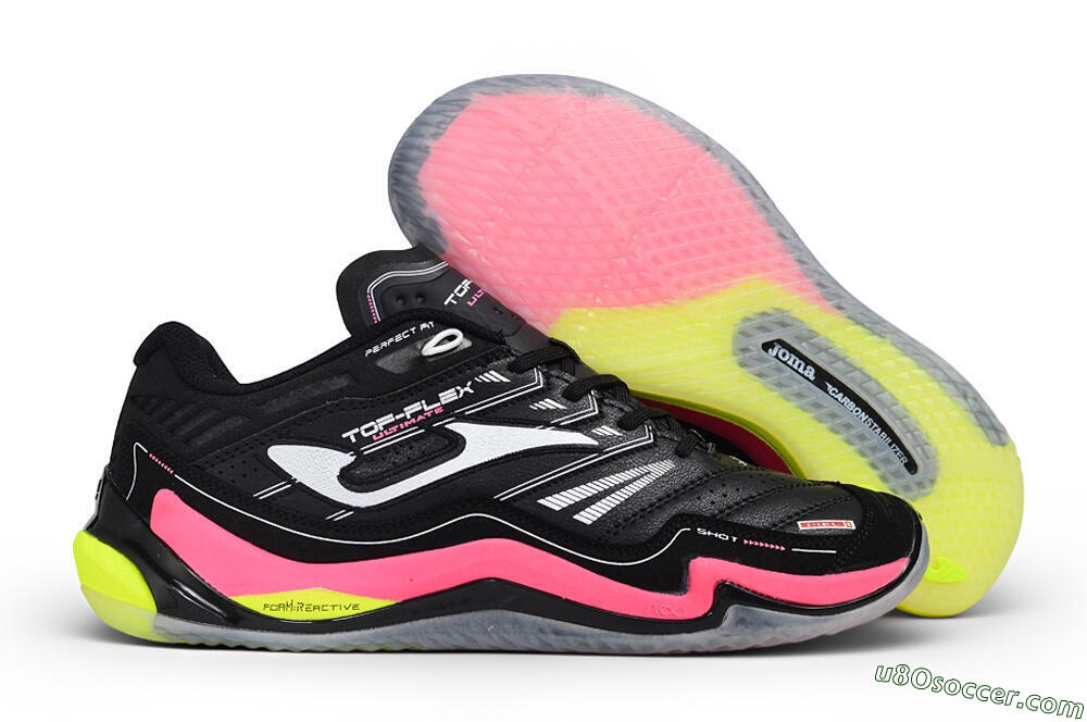 Joma Top Flex IC Indoor & Futsal Soccer Shoes - Black/Neon Pink/Volt Yellow 1