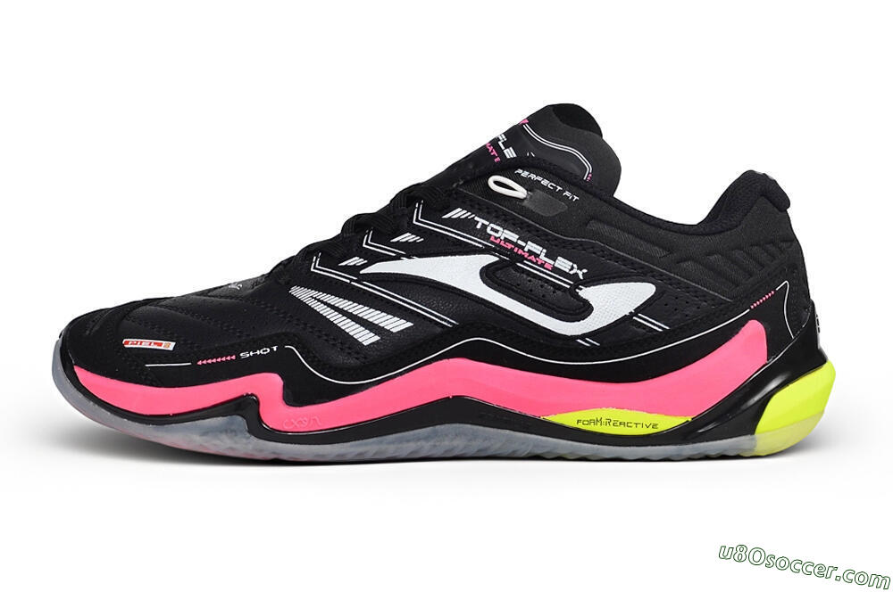 Joma Top Flex IC Indoor & Futsal Soccer Shoes - Black/Neon Pink/Volt Yellow 2