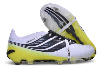 Adidas Predator 27 Elite Fold-Over Tongue FG Firm Ground Soccer Cleats - White/Core Black/Solar Yellow