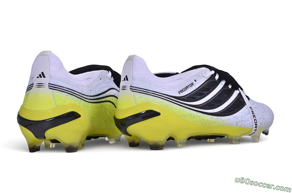 Adidas Predator 27 Elite Fold-Over Tongue FG Firm Ground Soccer Cleats - White/Core Black/Solar Yellow 6