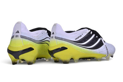 Adidas Predator 27 Elite Fold-Over Tongue FG Firm Ground Soccer Cleats - White/Core Black/Solar Yellow