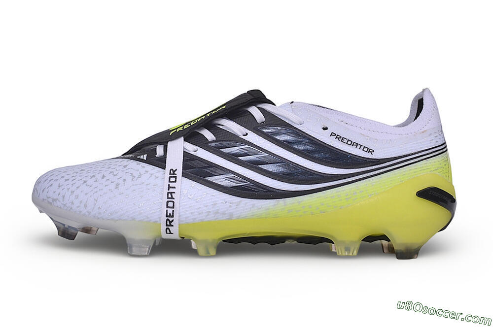 Adidas Predator 27 Elite Fold-Over Tongue FG Firm Ground Soccer Cleats - White/Core Black/Solar Yellow 2