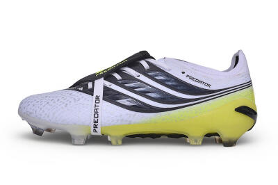Adidas Predator 27 Elite Fold-Over Tongue FG Firm Ground Soccer Cleats - White/Core Black/Solar Yellow