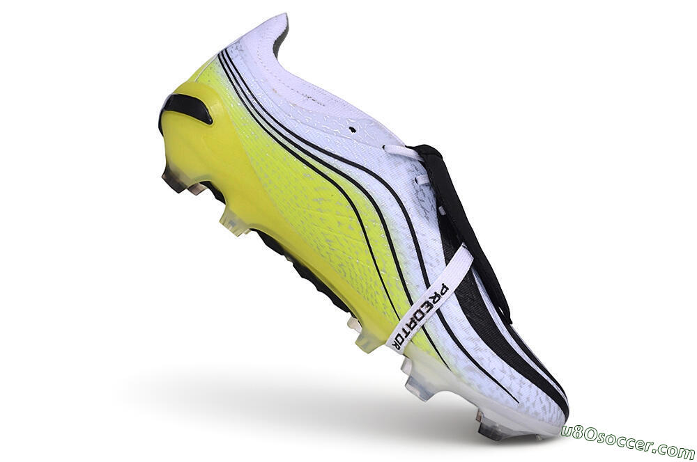 Adidas Predator 27 Elite Fold-Over Tongue FG Firm Ground Soccer Cleats - White/Core Black/Solar Yellow 4