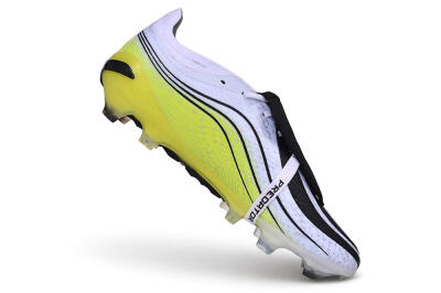 Adidas Predator 27 Elite Fold-Over Tongue FG Firm Ground Soccer Cleats - White/Core Black/Solar Yellow