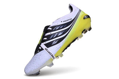 Adidas Predator 27 Elite Fold-Over Tongue FG Firm Ground Soccer Cleats - White/Core Black/Solar Yellow