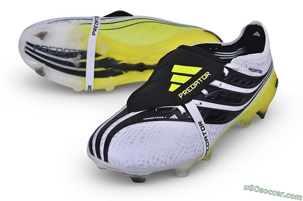 Adidas Predator 27 Elite Fold-Over Tongue FG Firm Ground Soccer Cleats - White/Core Black/Solar Yellow 3