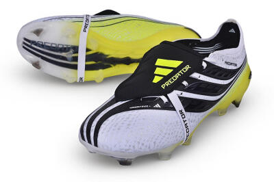 Adidas Predator 27 Elite Fold-Over Tongue FG Firm Ground Soccer Cleats - White/Core Black/Solar Yellow