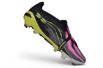 Adidas Predator 27 Elite Fold-Over Tongue FG Firm Ground Soccer Cleats - Black/Lucid Pink/Solar Yellow