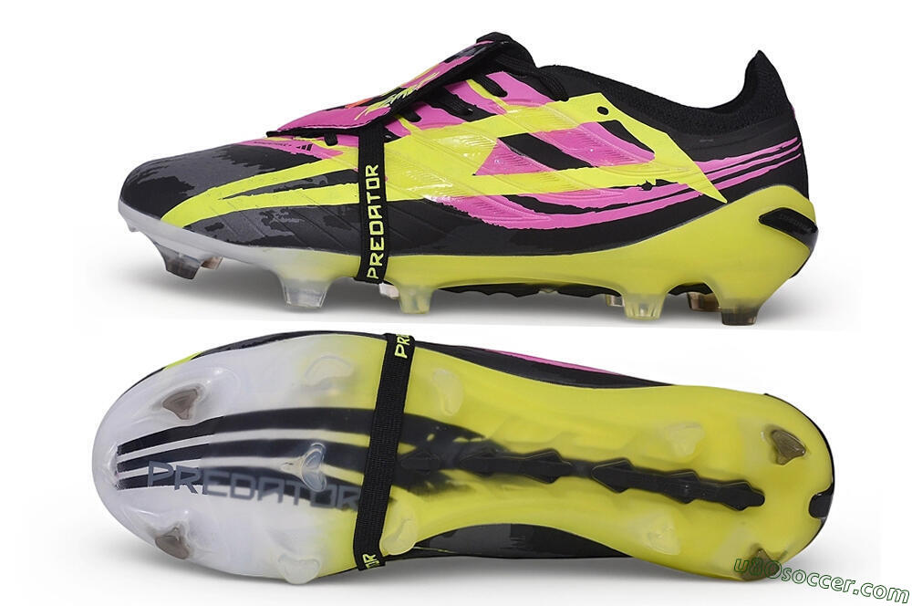 Adidas Predator 27 Elite Fold-Over Tongue FG Firm Ground Soccer Cleats - Black/Lucid Pink/Solar Yellow 0
