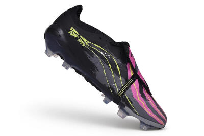 Adidas Predator 27 Elite Fold-Over Tongue FG Firm Ground Soccer Cleats - Black/Lucid Pink/Solar Yellow