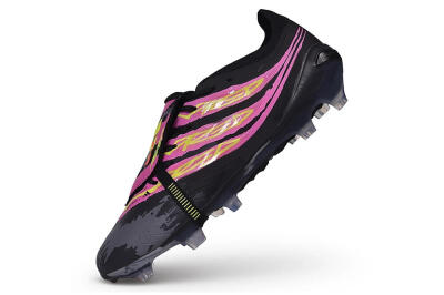 Adidas Predator 27 Elite Fold-Over Tongue FG Firm Ground Soccer Cleats - Black/Lucid Pink/Solar Yellow