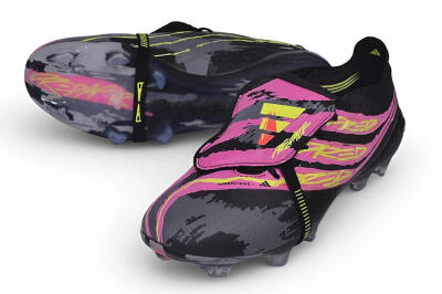 Adidas Predator 27 Elite Fold-Over Tongue FG Firm Ground Soccer Cleats - Black/Lucid Pink/Solar Yellow