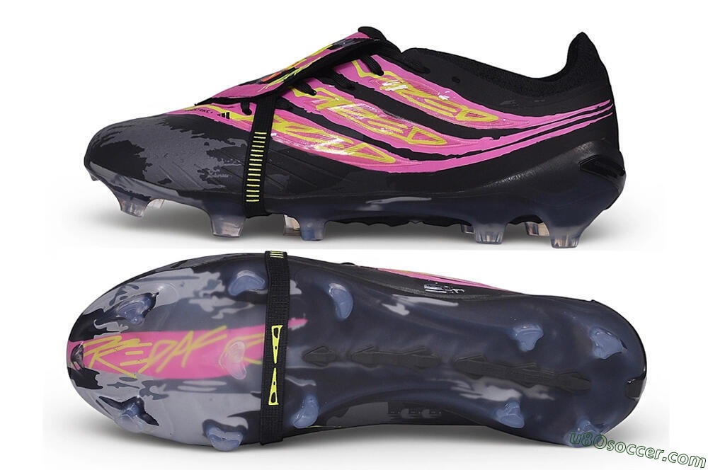 Adidas Predator 27 Elite Fold-Over Tongue FG Firm Ground Soccer Cleats - Black/Lucid Pink/Solar Yellow 0