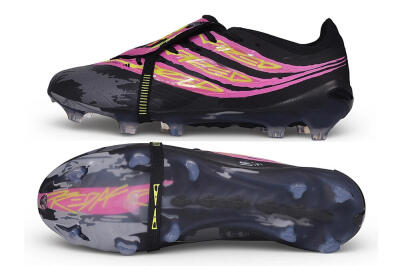 Adidas Predator 27 Elite Fold-Over Tongue FG Firm Ground Soccer Cleats - Black/Lucid Pink/Solar Yellow