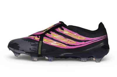 Adidas Predator 27 Elite Fold-Over Tongue FG Firm Ground Soccer Cleats - Black/Lucid Pink/Solar Yellow
