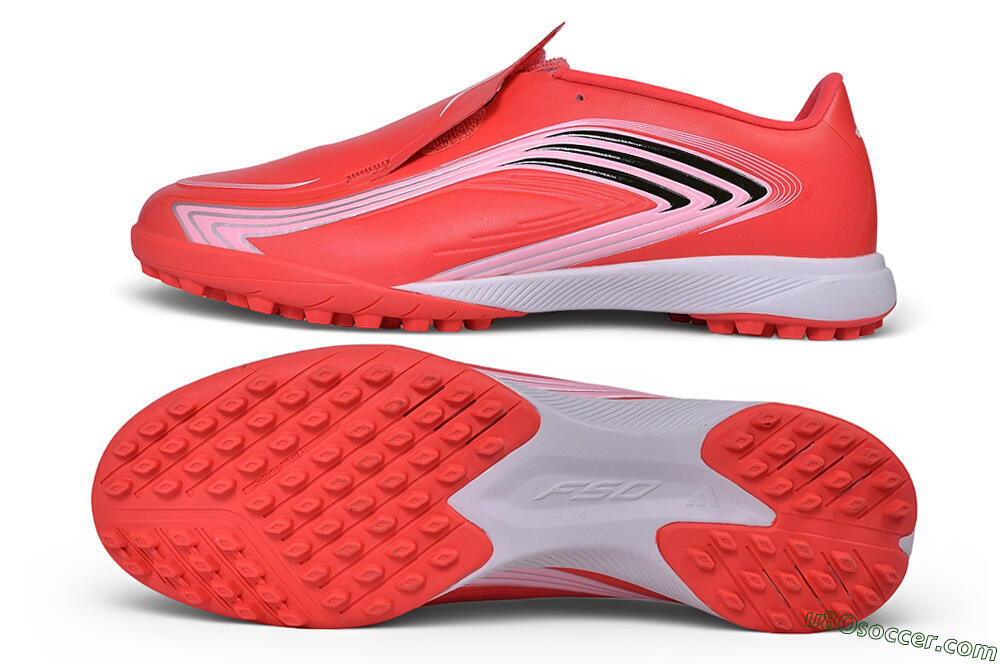 Messi x Adidas F50 Elite Laceless TF Artificial Turf Soccer Shoes - Red/Solar Red/White 0