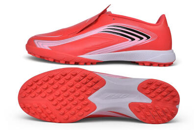 Messi x Adidas F50 Elite Laceless TF Artificial Turf Soccer Shoes - Red/Solar Red/White