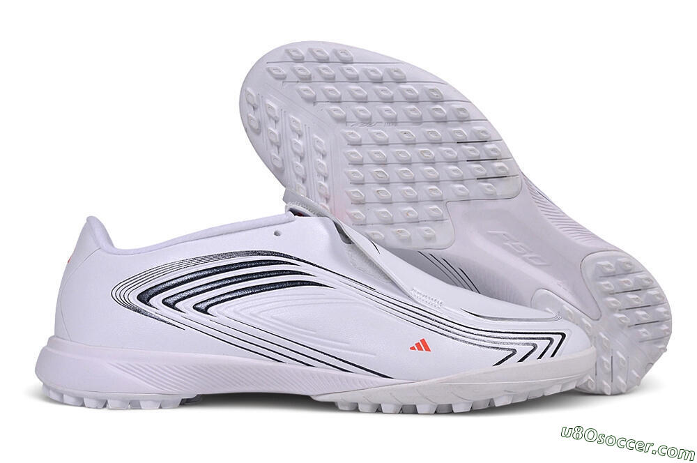 Messi x Adidas F50 Elite Laceless TF Artificial Turf Soccer Shoes - White/Cloud White/Core Black 1