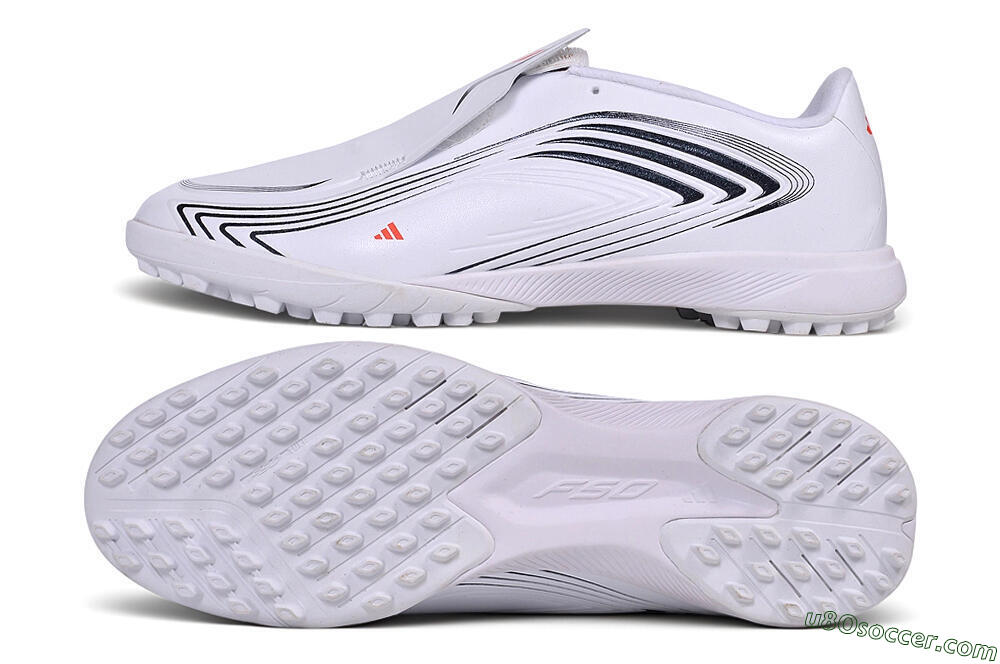Messi x Adidas F50 Elite Laceless TF Artificial Turf Soccer Shoes - White/Cloud White/Core Black 0