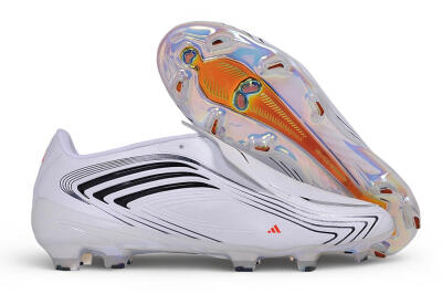 Messi x Adidas F50 Elite Laceless FG Firm Ground Soccer Cleats - White/Cloud White/Core Black