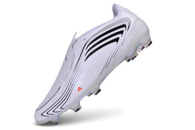 Messi x Adidas F50 Elite Laceless FG Firm Ground Soccer Cleats - White/Cloud White/Core Black