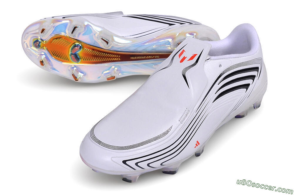 Messi x Adidas F50 Elite Laceless FG Firm Ground Soccer Cleats - White/Cloud White/Core Black 3