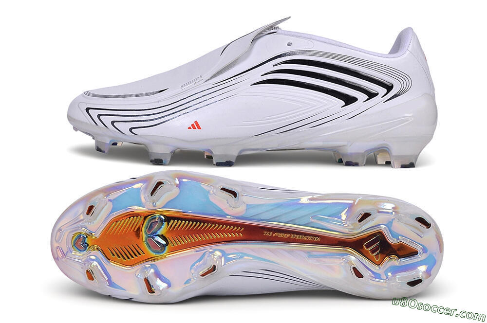 Messi x Adidas F50 Elite Laceless FG Firm Ground Soccer Cleats - White/Cloud White/Core Black 0