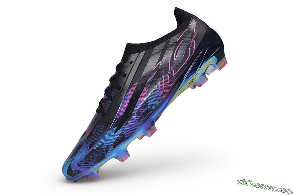 Adidas F50 Hyperfast Elite FG Firm Ground Soccer Cleats - Black/Electric Blue/Hyper Pink 5