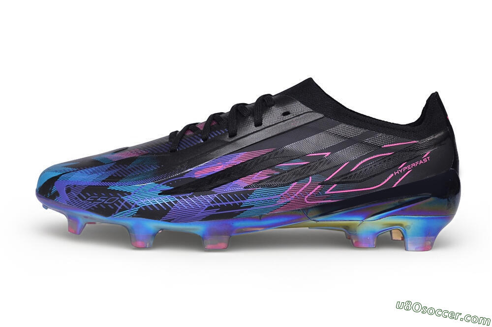 Adidas F50 Hyperfast Elite FG Firm Ground Soccer Cleats - Black/Electric Blue/Hyper Pink 2