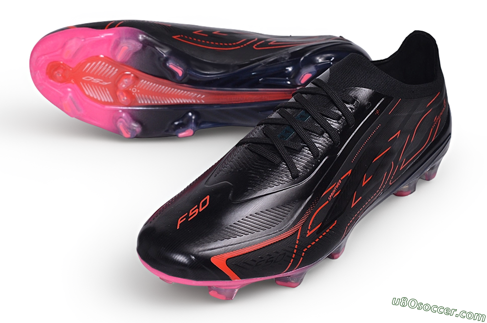 Adidas F50 Hyperfast Elite FG Firm Ground Soccer Cleats - Black/Core Black/Solar Red 3