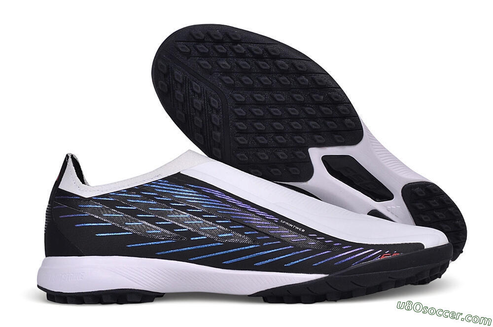 Adidas F50 Hyperfast League Laceless TF Artificial Turf Soccer Shoes - White/Core Black/Lucid Blue 1