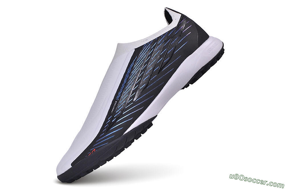 Adidas F50 Hyperfast League Laceless TF Artificial Turf Soccer Shoes - White/Core Black/Lucid Blue 5