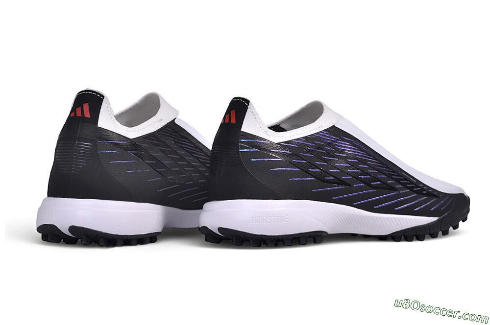Adidas F50 Hyperfast League Laceless TF Artificial Turf Soccer Shoes - White/Core Black/Lucid Blue 6