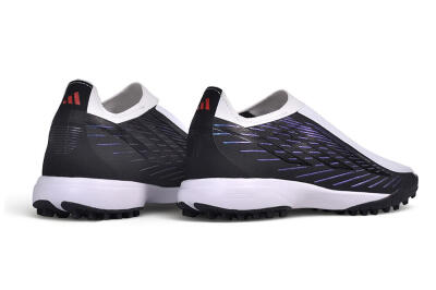 Adidas F50 Hyperfast League Laceless TF Artificial Turf Soccer Shoes - White/Core Black/Lucid Blue