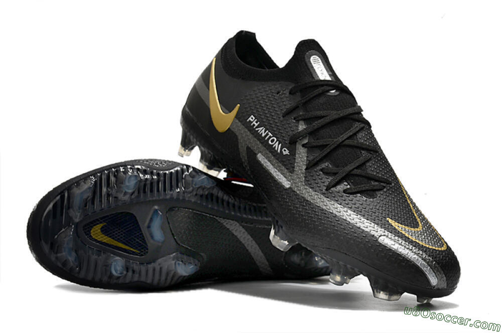 Nike Phantom GT 2 FG Firm Ground Soccer Cleats - Black/Silver/Gold 3