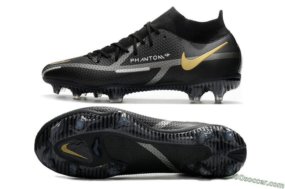 Nike Phantom GT 2 DF FG Firm Ground Soccer Cleats - Black/Silver/Gold 0