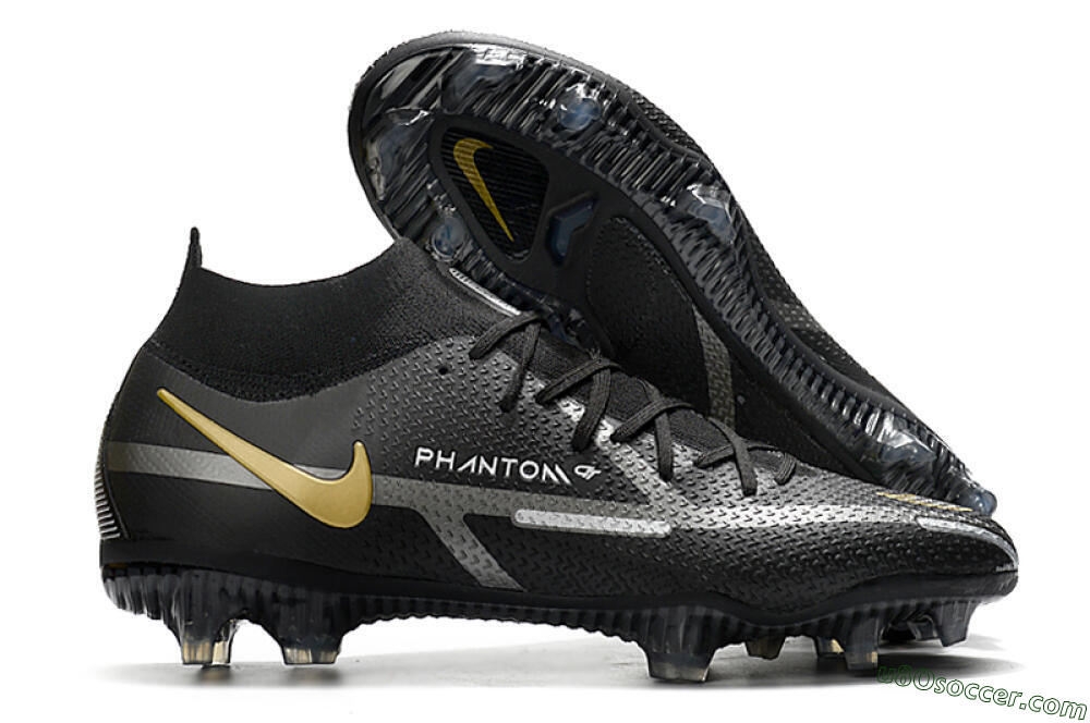 Nike Phantom GT 2 DF FG Firm Ground Soccer Cleats - Black/Silver/Gold 1