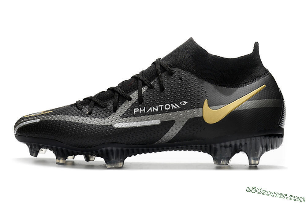 Nike Phantom GT 2 DF FG Firm Ground Soccer Cleats - Black/Silver/Gold 2