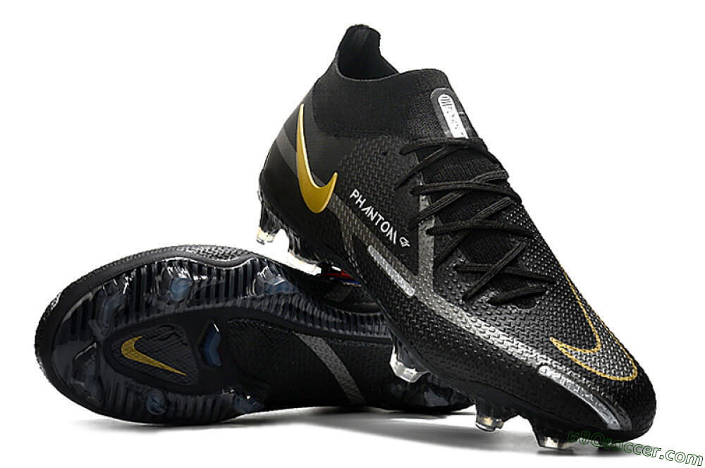 Nike Phantom GT 2 DF FG Firm Ground Soccer Cleats - Black/Silver/Gold 3